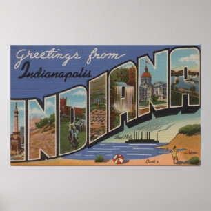 Poster Indianapolis, Indiana (fresas de aço/dunas de