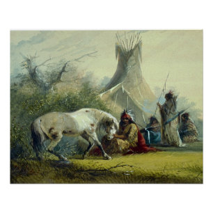 Pôster Indiano e seu Cavalo 1858