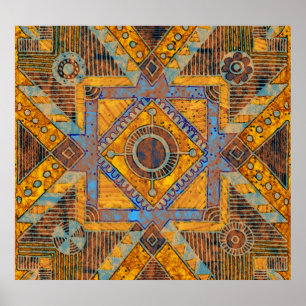 Poster Indiano Floral Paisley: Medalhão Étnico.