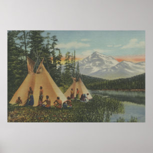 Poster Indianos noroestes - dois Teepees aproximam a