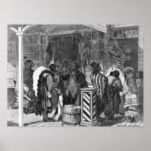 Pôster Indians Trading at a Frontier Town