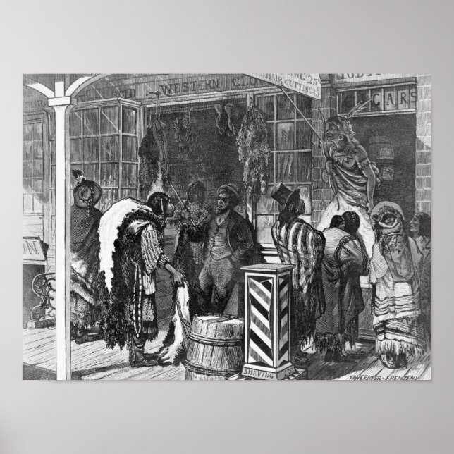 Pôster Indians Trading at a Frontier Town (Frente)