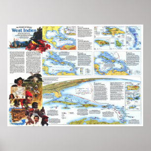 Poster "Índias Ocidentais: Mapa 1987 tropical do paraís