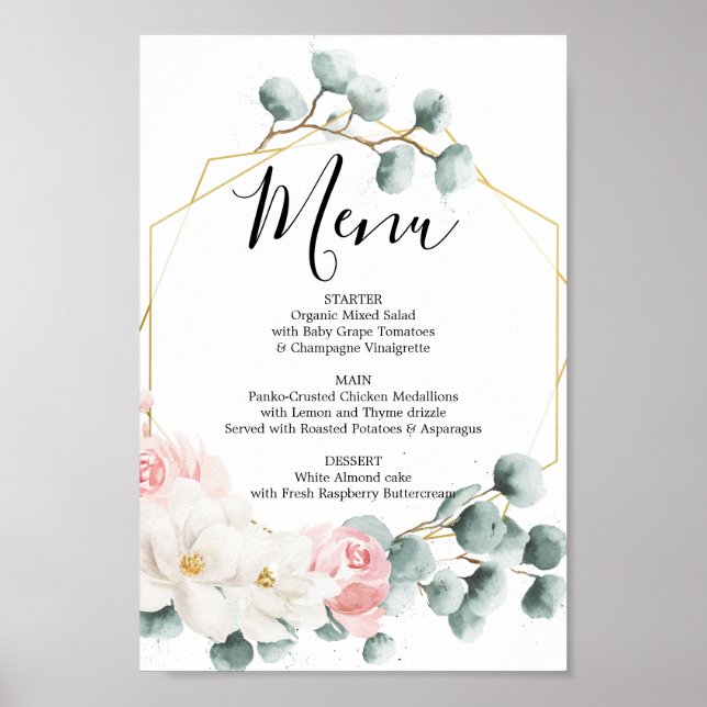 Poster Indicativo de Menu Verde Floral ou Menu Bar (Frente)