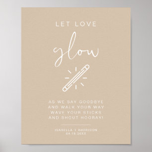 Poster ÍNDIE Boho Beige Deixe Amor Brilhar Sinal de Casam