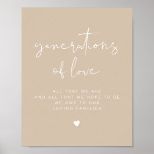 Poster ÍNDIE Boho Beige Gerações de Sinais de Casamento d