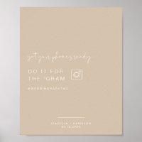 INDIE Boho Beige Instagram Hashtag Wedding Sign