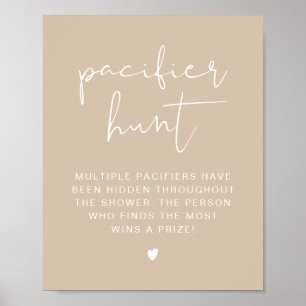Poster INDIE Boho Beige Pacifier Hunt Chá de fraldas Po