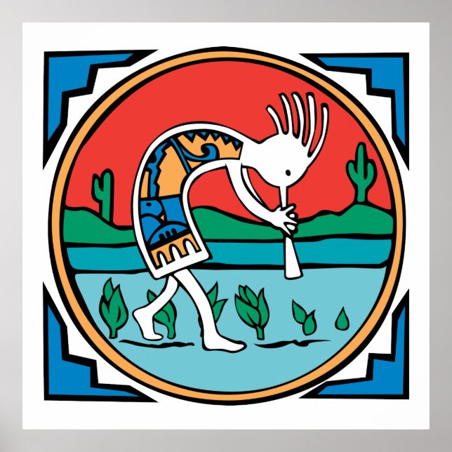 Pôster Indígena Americana Indígena Kokopelli (Frente)