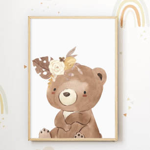 Pôster Indígena Americano Urso Sala de Crianças Im
