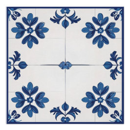 Pôster Indigo Azulejo Blue Portuguese Lisbon tiles