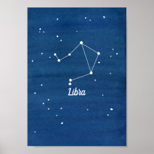 Poster Índigo do céu nocturno da constelação do Libra