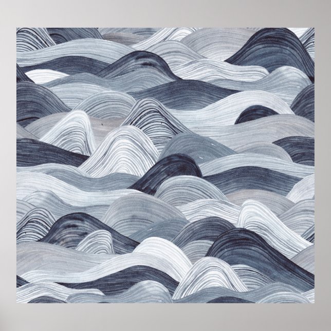 Poster Indigo Watercolor Wave Sem Vista (Frente)