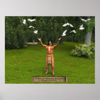 Poster Índio e pombos com Provérbio