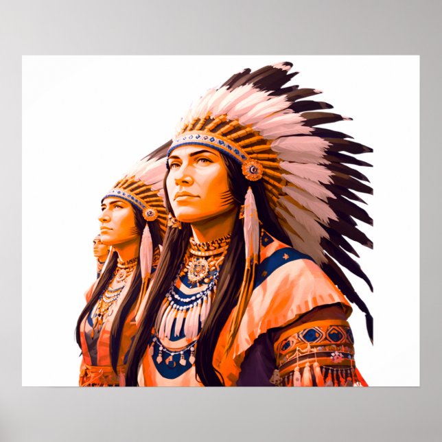 Poster Índios Nativos Americanos em uma Parede (Frente)