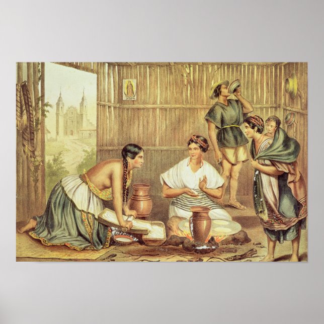 Pôster índios preparando tortillas (Frente)