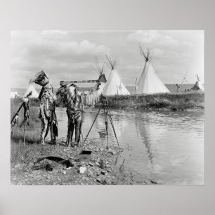 Poster Índios Vendo Fotos, 1913. Foto Antiga