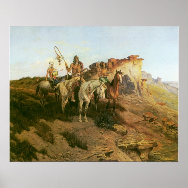 Poster Índios Vintage, Caçadores da Pradaria, Seltzer, (Frente)