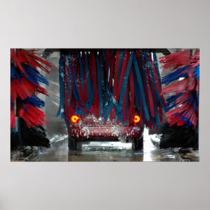 Pôster indo para a lavagem do carro