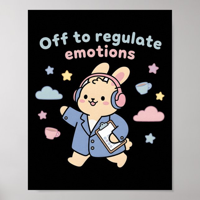 Poster Indo Regular Emocões Coelho Divertido Patinete Coe (Frente)