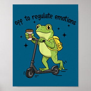 Poster Indo regular emoções sapo engraçado de scooter