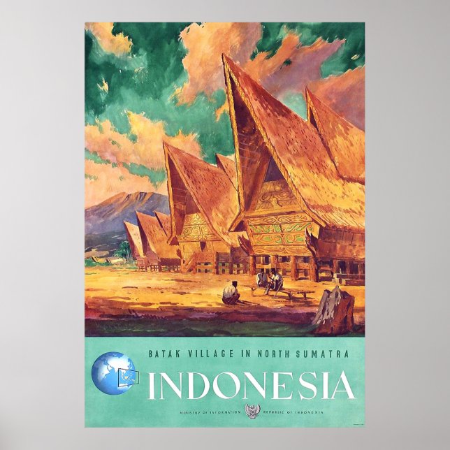 Poster Indonésia, Aldeia de Batak no Norte de Sumatra (Frente)