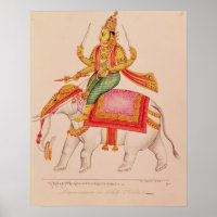 Indra, God of Storms, riding on an elephant