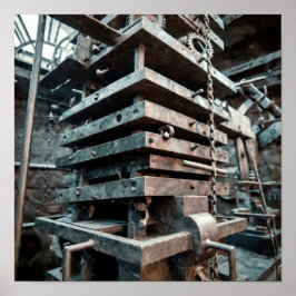 Poster Industrial Sculpture: Layered Perspective of Clock