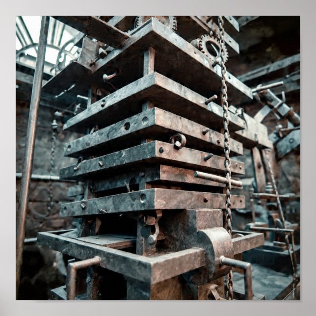 Poster Industrial Sculpture: Layered Perspective of Clock (Frente)