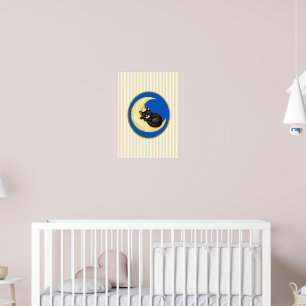 poster Infantil Gatinho dormindo na Lua