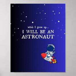 Poster Infantil Quarto Azul, Astronauta, Tema Galá