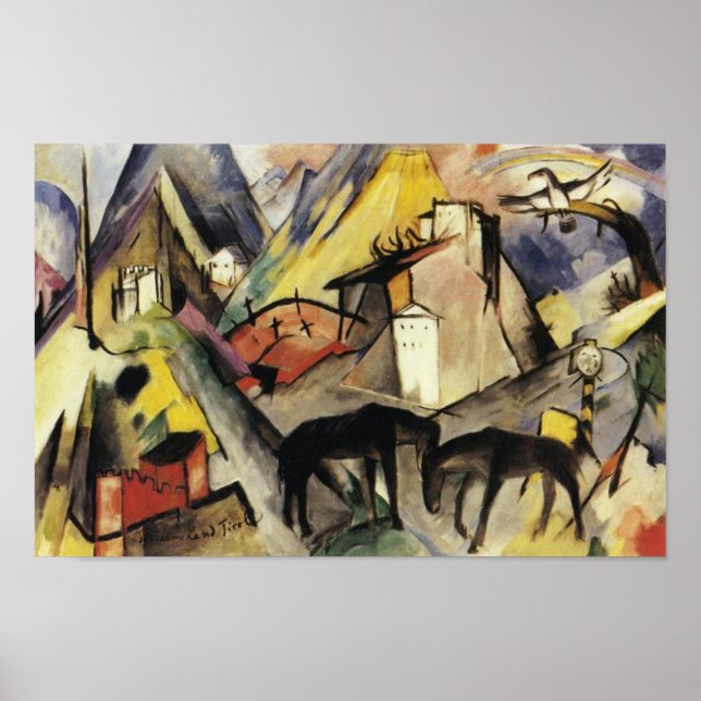 Pôster Infelizmente Land Tyrol de Franz Marc (Frente)
