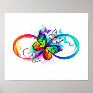 Poster Infinidade brilhante com borboleta arco-íris
