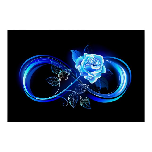 Pôster Infinidade brilhante com rosa azul (Frente)