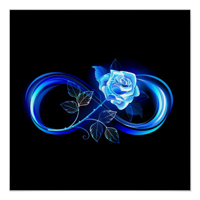 Pôster Infinidade brilhante com rosa azul (Frente)