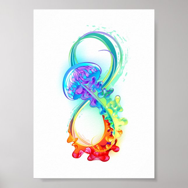 Poster Infinidade com água-vivas do Arco-Íris (Frente)