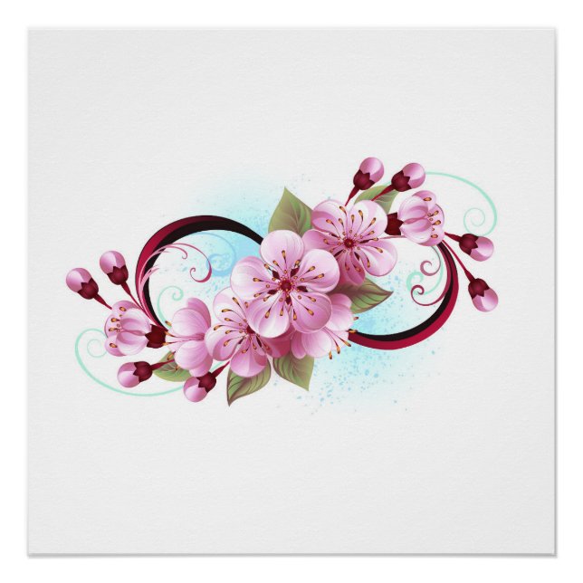 Pôster Infinidade com Flores de Flor Sakura (Frente)