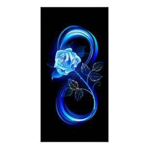Pôster Infinito brilhante com rosa azul