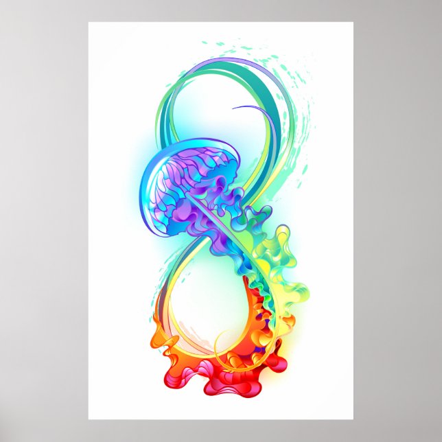 Poster Infinito com Água-Viva Arco-Íris (Frente)