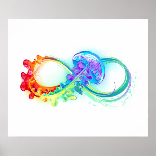 Poster Infinito com Água-Viva Arco-Íris