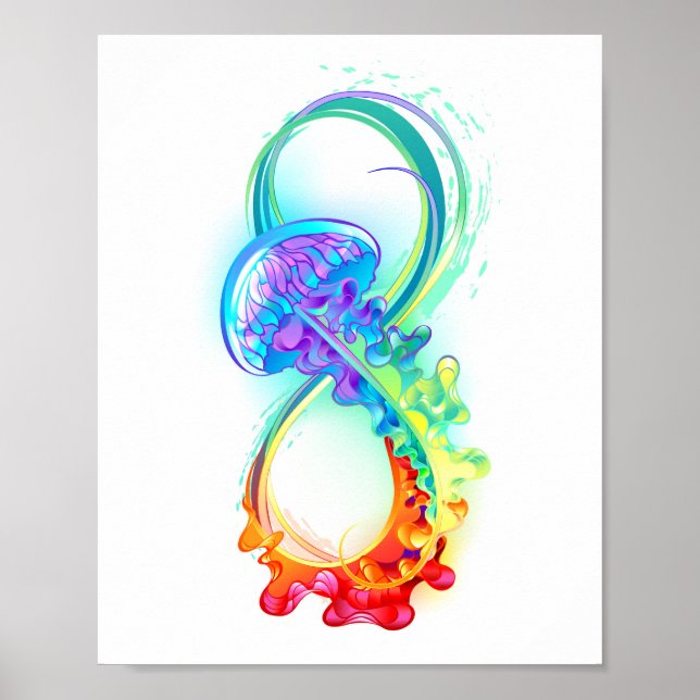 Poster Infinito com Água-Viva Arco-Íris (Frente)