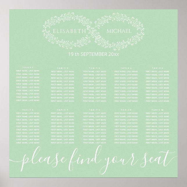 Poster Infinity neo mint botânico romântico elegante (Frente)