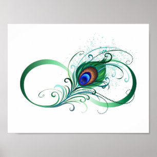 Poster Infinity Symbol with Peacock Feather