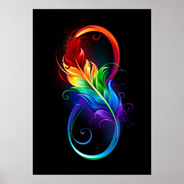 Poster Infinity Symbol with Rainbow Feather (Frente)