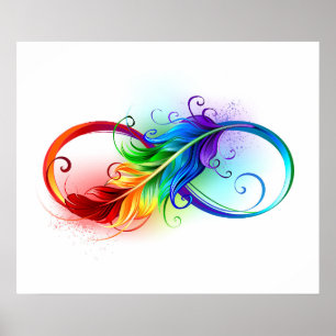 Poster Infinity Symbol with Rainbow Feather