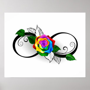 Poster Infinity Symbol with Rainbow Rose