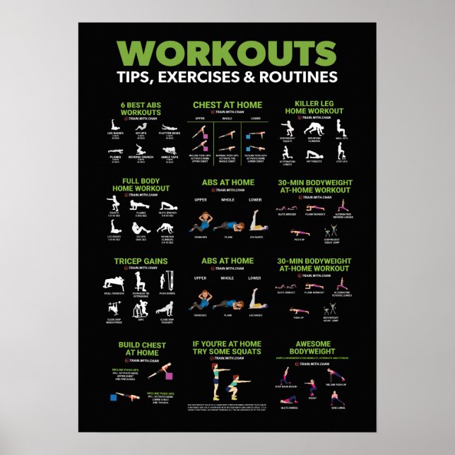 Poster Infográfico de Saúde e Malhações - Dieta e Exercíc (Frente)