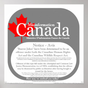 Pôster Informação errónea Canadá - o castor graceja