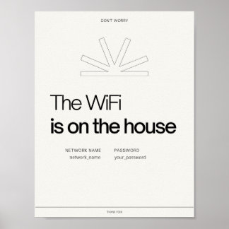 Poster Informações sobre o airbnb do host de rede Wifi e