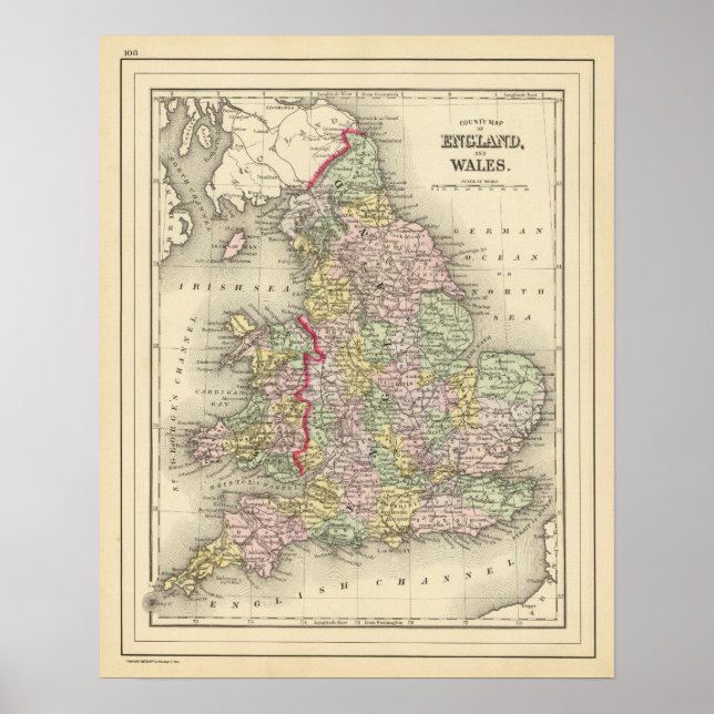 Pôster Inglaterra, País de Gales 3 (Frente)